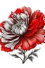 Placeholder: Red flower illustration defined and detailed with white background