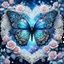 Placeholder: Beautiful filigree lacey butterfly, winter wonderland background, triple frosted heart with bi colored roses, glitter, glowing, transparent, sparklecore, Thomas Kinkade, realistic painting, 8K