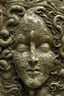 Placeholder: sculpture of a woman face with curly hair decayed and rotting with grotesque proportions and imagery. abstract grotesqueries, detailed texture, surreal , biomechanical design, by hr giger and beksinski