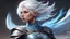 Placeholder: Produce high-resolution digital art of a young female Air Genasi character from Dungeons and Dragons. She has short white hair with an undercut, captivating light blue eyes. Her hair flows like the wind, and she's wearing sleek, studded leather attire. The character exudes a sense of strength and realism, with visible abs and a free-spirited attitude. The artwork should feature strong, realistic lighting and should showcase her smoking.