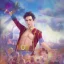 Placeholder: ringleader, Arthur Kulkov face shot, front, handsome, circus, male, Yamada Akihiro character portrait, Russian, lisa Frank fantasy, detailed matte painting, 8k resolution, Golden hour, interesting detailed storybook fantasy