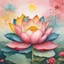 Placeholder: Draw me a harmonious picture that combines 5. **Lotus flower**: a symbol in Buddhism, representing purity, enlightenment and rebirth. in the following colors: - Forest green - Red berries - blue sky - Sunny yellow - Soft pink in style These harmonious color palettes combine natural tones with artistic tones to create a cohesive and visually engaging fusion of nature and art. Experiment with these color combinations in your artwork or design projects to evoke a sense of balance