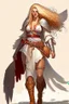 Placeholder: female aasimar barbarian with traveler cloths dnd character