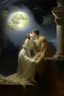 Placeholder: Oil painting kiss under the moonlight in ancient times