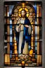 Placeholder: a multicolored, spectral, glass fragment, Jesus