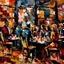 Placeholder: Abstract painting people in restaurant