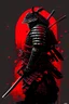 Placeholder: samurai with a katana, into an armor, red black colors,