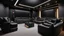 Placeholder: black themed home cinema room, recliners, ambient lighting, warm environment