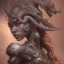 Placeholder: sango fantasy, fantasy magic, intricate, sharp focus, illustration, highly detailed, digital painting, concept art, matte, artgerm and paul lewin and kehinde wiley, masterpiece sexy lips Asian afro lips black African lady body mermaid Dragon head silver bright rain lady outer space mermaid pretty skull head