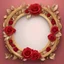 Placeholder: round Golden frame with red and roses