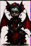 Placeholder: Artist Jean-Baptiste Monge style. A humanoid biomechanical Black bat-flower headed Baby with red eyes and a black and red dress. Modifiers: award winning crisp quality very cute