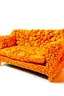 Placeholder: couch completely made out of cheetos, no background, couch 100% visible