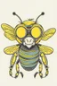 Placeholder: BEE wearing sunglasses, Style: Retro 80s, Mood: Groovy, T-shirt design graphic, vector, contour, white background.