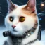 Placeholder: Cyberpunk Portrait of cyborg Scottish cat child with brown hair and with cute face, north pole snowy vibe , perfect composition, hyperrealistic, super detailed, 8k, high quality, trending art, trending on artstation, sharp focus, studio photo, intricate details, highly detailed, by greg rutkowski