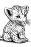 Placeholder: outline art for Cheetah Cub coloring pages with sitch, white background, Sketch style, full body, only use outline, toddlers style, clean line art, white background, no shadows and clear and well outlined.