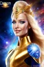 Placeholder: cosmic woman angels smile, admiral from the future, one fine whole face, crystalline skin, expressive blue eyes,rainbow, smiling lips, very nice smile, costume pleiadian, Beautiful tall woman pleiadian Galactic commander, ship, perfect datailed golden galactic suit, high rank, long blond hair, hand whit five perfect detailed finger, amazing big blue eyes, smilling mouth, high drfinition lips, cosmic happiness, bright colors, blue, pink, gold, jewels, realist, high commander,ufo rainbows