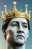 Placeholder: Ultra Realistic image, classic sculpture, white marble material, Maradona, gold crown of natural thorns, god crown, gold veins, gold ornaments, sun rays background, waist up portrait, epic, celestial, cinematic lighting, God lights, 4k resolution, smooth details, soft lighting, unreal engine 5, art station, substance 3d.