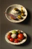 Placeholder: Ravioli by renaissance style still life oil painting, dish, natural tomato, albahaca, olives, olive oil, moisture, art, natural, ornaments, marble, gold, high kitchen, smooth, gradient color background, unreal engine 5, ray tracing, RTX, lumen lighting, ultra detail, volumetric lighting, 3d.