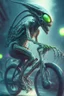 Placeholder: Alien riding a bike ,highly detailed, artstation, sharp focus,4k