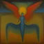 Placeholder: Since my angel stopped watching over me, he can freely unfold his wings and split the silence of the stars, semi-abstract painting by artist "Mark Rothko", by artist "Leonora Carrington"