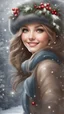 Placeholder: In a winter wonderland adorned with sparkling snowflakes, there stands a beautiful Christmas girl, radiating joy and warmth with a smile that lights up the whole season.