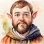 Placeholder: watercolour, illustration, portrait, halfling, friar, beard