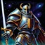 Placeholder: fantasy space knight 90's tcg art