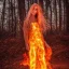 Placeholder: woman made of fire, fire angel, fire clothes, full body portrait, long flowing yellow hair, highly detailed, real life photo, photo quality, extremely detailed, highly detailed, 8K, crisp quality, looking at me