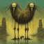 Placeholder: Hairy zombie crane monstrosity designed by Zdzislaw Beksinski and Hieronymus Bosch, kinetic expansive ultra intricate detail horror art, by Jeremy Mann, by George Herriman, liquid ink illustration, dark foreboding colors, brown - dull yellow - dark cyan - tricolor, asymmetry hypersurrealism.