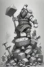 Placeholder: A fantasy sketch of a dwarf with a hammer and shield standing on top of a pile of bodies