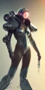 Placeholder: Sculpted 3d ==== a full body portrait, cyberpunk warrior, wearing boots and a helmet, jumping through the air in the syle of Carlos Ortega Elizalde, Ahmad Merheb