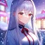 Placeholder: Clear focus, 8k, high quality, detailed, beautiful lighting, girl, vibrant colors, white long hair, vibrant red eyes, snowing,