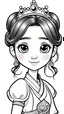 Placeholder: black and white, LOGO ((white background,)) coloring drawing page, cartoon, style pixar, line art, All body, beautiful cute princess Chinese, with cute hair and eyes, sparkles,