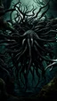 Placeholder: under water with sharks , black vein, human veins, mixing together a lot of them, like a forest, big and small veins a lot of them, a black creature looks like an octopus with many arms