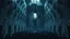 Placeholder: Many Stairs between walls , metallic doors and buildings in bleak prison, in center a big vertical spiral staircase the end of which cannot be seen, underneath many black human silhouette, dark blue and gray colors, cold, grim vibe, high detailed, surreal, dark, cinematic