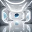 Placeholder: futuristic and sci fi white room. the lighting is bright white and the atmosphere is sci-fi