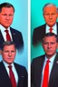 Placeholder: Two governors having a dual portrait one with a red tie and one with cyan