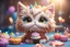 Placeholder: cute fluffy chibi cat birthday cake in sunshine Weight:1 detailed matte painting, deep color, fantastical, intricate detail, splash screen, complementary colors, fantasy concept art, 8k resolution trending on Artstation Unreal Engine 5 Weight:0.9