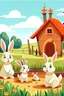 Placeholder: Cartoon rabbits on farm