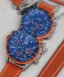 Placeholder: wristwatch chronograph deep blue galaxy rust detailed orange