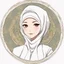 Placeholder: anime Only the face Muslim Pretty impressive women inside a circular frame,Portrait image,professional look