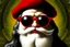 Placeholder: the leonardo gioconda with sunglasses, with mustaches and a xmas hat