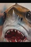 Placeholder: up close realistic oil painting of a shark, in impasto style, thick strokes of oil paint