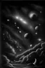 Placeholder: a charcoal drawing of a night sky, stars and planets on the background