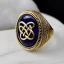 Placeholder: sapphire signet ring with braided gold, celtic ring, highly ornate, breathtaking, nordic ring, viking ring, engraved carved band, runes, men's jewellery