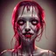 Placeholder: woman, anormal limbs, smiling, creepy, dripping blood, 8k, macro photography