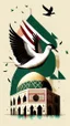 Placeholder: A design for Al-Aqsa Mosque, with a dove around it that expresses freedom, and the Palestinian flag flutters, covering Al-Aqsa Mosque.