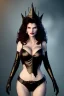 Placeholder: Geena Davis as evil queen in black leather, leather, busty, cleavage, angry, rage, stern look. character design by cory loftis, fenghua zhong, ryohei hase, ismail inceoglu and ruan jia. unreal engine 5, artistic lighting, highly detailed, photorealistic, fantasy