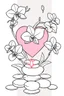 Placeholder: outline art for visually rich appealing heart ikebana orchids plumeria spa rounded stones around candles, coloring page for kids, white background, fit to page, only use outline, clean line art, no shadows, clear and well outlined