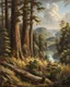 Placeholder: Prompt: Style: A monumental nineteenth-century American Romantic landscape painting inspired by the grand panoramic tradition of the Hudson River School. Luminous realism, masterful atmospheric perspective, refined glazing techniques, dramatic natural light, meticulous botanical detail, majestic wilderness, subtle oil textures, museum-quality fine art, celebrating the sublime beauty of untouched nature. Subject: The colossal giant sequoias of Sequoia National Park dominate the landscape, their